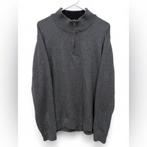 NWOT Men's‎ Lands End Supima Cotton Sweater XL Quarter Zip Knit Gray Pullover